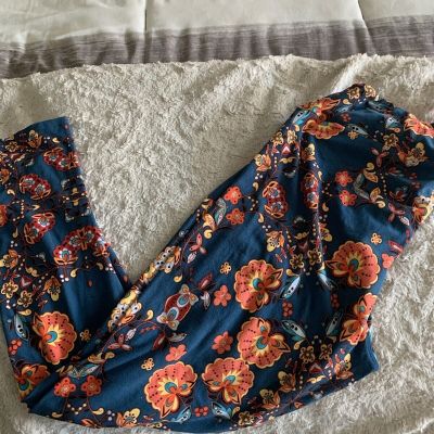 Lularoe TC Leggings Floral Orange, Teal, Bright Colors